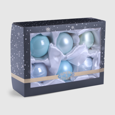 Изображение товара Набор ёлочных игрушек Snow and Stars шары голубой, бирюзовый 8 см 6 шт