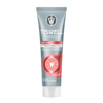 Изображение товара Зубная паста Tiswell Detox Отбеливание энзимная со вкусом грейпфрута, 90-100 RDA, 110 г