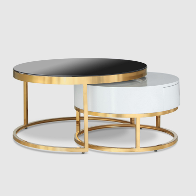 Изображение товара Набор журнальных столиков Tianjin Zhong 80х45 и 60х40 см с металлическими ножками