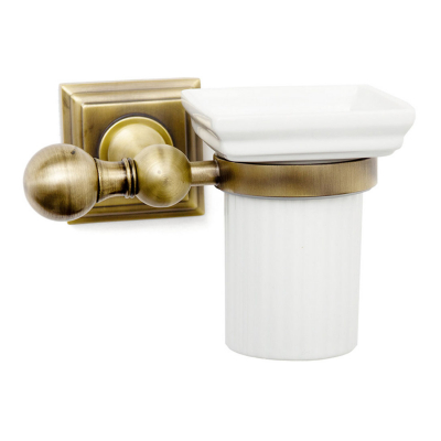 Изображение товара Стакан для зубных щеток Wess белый с золотом 15х11,2х10,3 см