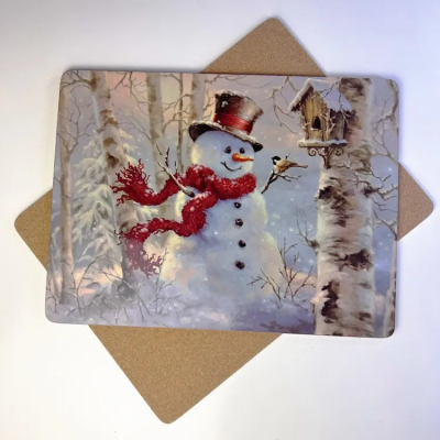 Изображение товара Набор подставок под горячее пробковое дерево Genlex снеговик 4 шт 39,6х29,6 см