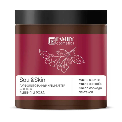 Изображение товара Парфюмированный крем-баттер Вишня и Роза Soul&Skin 240 мл для тела и рук Изображение товара Парфюмированный крем-баттер Вишня и Роза Soul&Skin 240 мл для тела и рук
