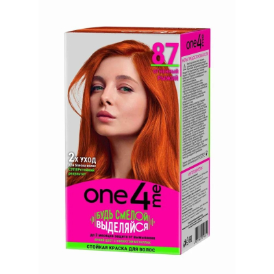 Изображение товара Краска для волос One4me 87 огненный рыжий стойкая аммиачная