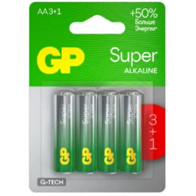 Изображение товара Батарейки GP Super Alkaline 15А AA, 4 шт - для устройств со средним энергопотреблением