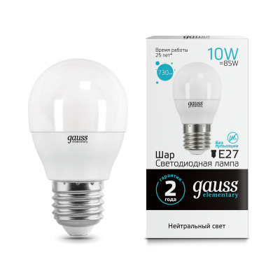 Изображение товара Светодиодная лампа Gauss LED Elementary 10W E27 920lm 4100K Изображение товара Светодиодная лампа Gauss LED Elementary 10W E27 920lm 4100K
