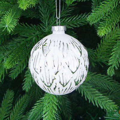 Изображение товара Ёлочная игрушка Yancheng Shiny белая с серебристым орнаментом