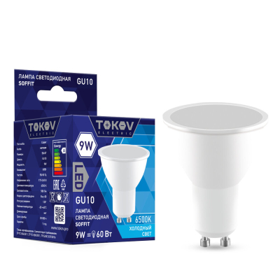 Изображение товара Светодиодная лампа Tokov Electric 9w с цоколем GU10, холодный свет