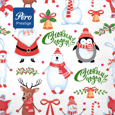 Изображение товара Салфетки Pero Prestige Веселые друзья 3 сл 20 л 33х33 см