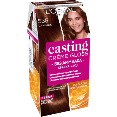 Изображение товара Краска для волос L'Oreal Casting Creme Gloss 535 Шоколад без аммиака 254 мл Изображение товара Краска для волос L'Oreal Casting Creme Gloss 535 Шоколад без аммиака 254 мл