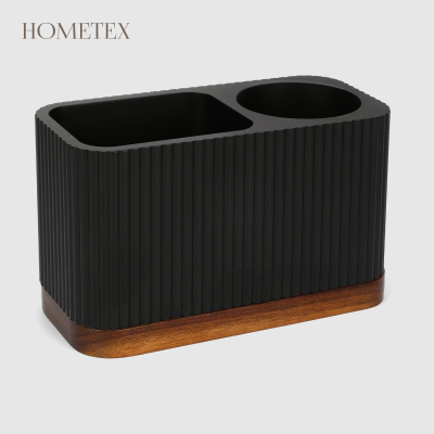 Изображение товара Держатель для зубных щёток Hometex полирезин и акация чёрный 17х8х10,2 см