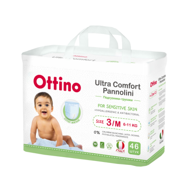 Изображение товара Подгузники-трусики Ottino для детей M 6-11 кг 46 шт Изображение товара Подгузники-трусики Ottino для детей M 6-11 кг 46 шт
