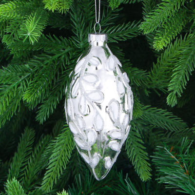 Изображение товара Ёлочная игрушка Yancheng Shiny серебристый 6x13,5 см с орнаментом