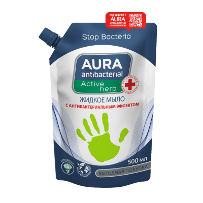 Изображение товара Жидкое мыло Aura с антибактериальным эффектом и экстрактом ромашки 500 мл Изображение товара Жидкое мыло Aura с антибактериальным эффектом и экстрактом ромашки 500 мл