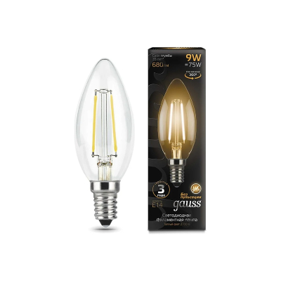 Изображение товара Лампа Gauss Filament Свеча 9W 680lm 2700К E14 LED для уютного освещения