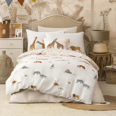 Изображение товара Комплект постельного белья Kids by togas Сафари белый Полуторный