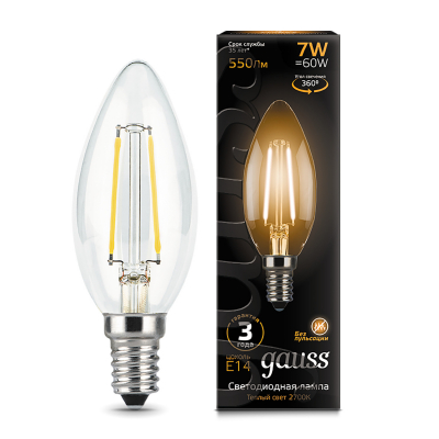 Изображение товара Лампа LED Filament Candle E14 7W 2700K GAUSS Изображение товара Лампа LED Filament Candle E14 7W 2700K GAUSS