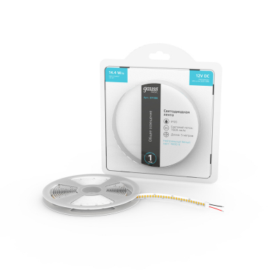 Изображение товара Светодиодная лента Gauss Basic 12V 14.4W/m 1600lm/m IP20 5м