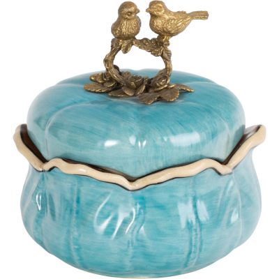 Изображение товара Шкатулка с птичками Glasar 15х14х16 см ручная работа фарфор бронза