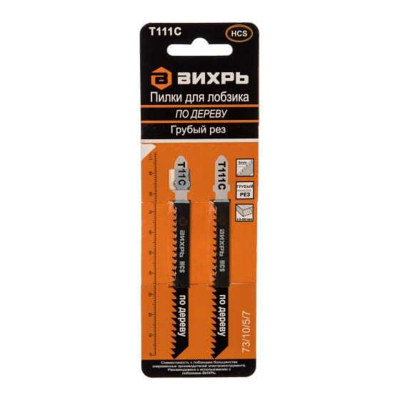 Изображение товара Пилки для лобзика Вихрь Т111C 2 шт для грубого реза по дереву Изображение товара Пилки для лобзика Вихрь Т111C 2 шт для грубого реза по дереву