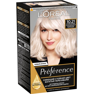 Изображение товара Краска для волос L'Oreal Preference 10. 21 Стокгольм 174 мл стойкое окрашивание Изображение товара Краска для волос L'Oreal Preference 10. 21 Стокгольм 174 мл стойкое окрашивание