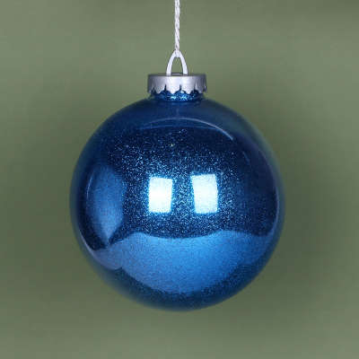 Изображение товара Елочный шар с глиттером синий 20 см Bigdecor декоративная елочная игрушка