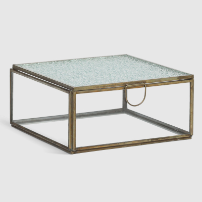 Изображение товара Декоративная стеклянно-металлическая коробка 18x18x8 см бронзовая P.M. Overseas