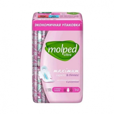 Изображение товара Гигиенические прокладки Molped Ultra с крылышками 14 шт защита и комфорт Изображение товара Гигиенические прокладки Molped Ultra с крылышками 14 шт защита и комфорт