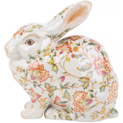Изображение товара Декоративная фигурка Glasar зайчик из фарфора 12x10x23 см с кракелюром