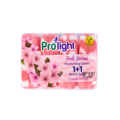 Изображение товара Мыло туалетное с увлажняющим кремом PROLIGHT Розовая мечта 4х80г Изображение товара Мыло туалетное с увлажняющим кремом PROLIGHT Розовая мечта 4х80г