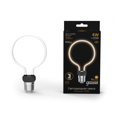 Изображение товара Лампа Gauss Filament Artline G95 4W 330lm 2700К Е27 milky LED 1/10/100