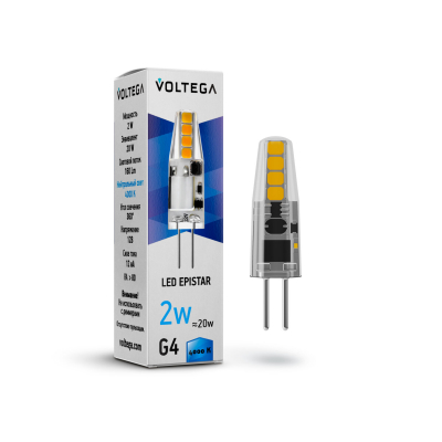 Изображение товара Лампочка Voltega Capsule 12V G4 2W 4000K для качественного освещения Изображение товара Лампочка Voltega Capsule 12V G4 2W 4000K для качественного освещения