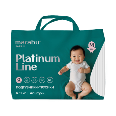 Изображение товара Подгузники-трусики Marabu Platinum M 6-11 кг 42 шт Изображение товара Подгузники-трусики Marabu Platinum M 6-11 кг 42 шт