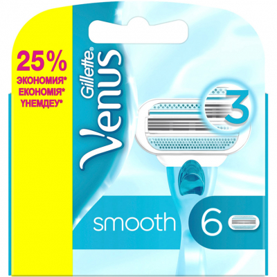 Изображение товара Сменные кассеты Gillette Venus Smooth 6 шт для гладкого бритья женщин Изображение товара Сменные кассеты Gillette Venus Smooth 6 шт для гладкого бритья женщин