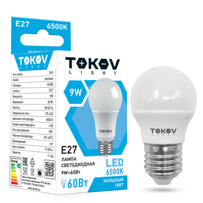 Изображение товара Светодиодная лампа Tokov Electric 9W матовая E27 холодный свет
