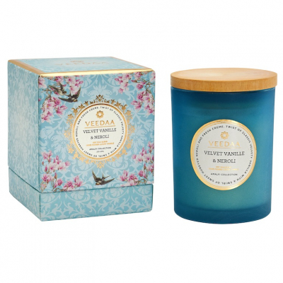 Изображение товара Ароматическая свеча Veedaa Velvet vanille & neroli 30 часов горения Синий стекло