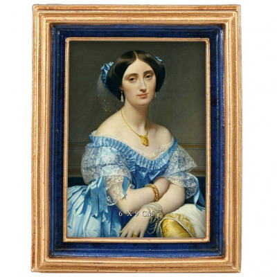 Изображение товара Фоторамка настольная Glasar прямоугольная сине-бежевая, 8x2x11 см