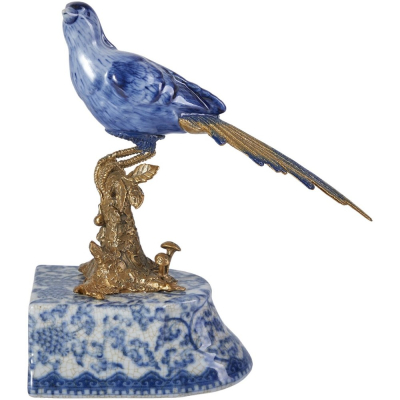 Изображение товара Держатель для книг Glasar птица 26х11х22 см, фарфор и бронза, синий