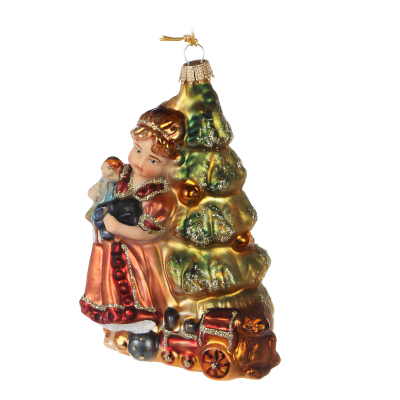 Изображение товара Новогодняя елочная игрушка Krebs девочка с елкой 12 см ручная работа Германия