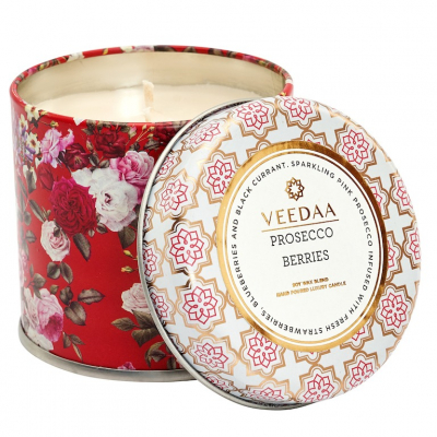 Изображение товара Ароматическая свеча Veedaa Prosecco Berries в жестяной банке, 25 часов горения