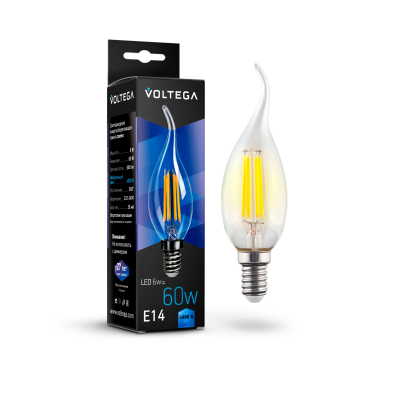 Изображение товара Лампочка Voltega Candle wind Е14 6W 4000К - стильное освещение Изображение товара Лампочка Voltega Candle wind Е14 6W 4000К - стильное освещение
