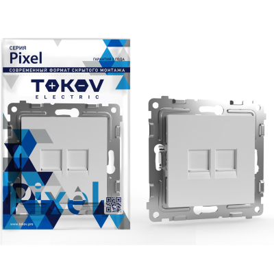 Изображение товара Розетка компьютерная Tokov Electric Pixel 2-м белая простая установка надежная