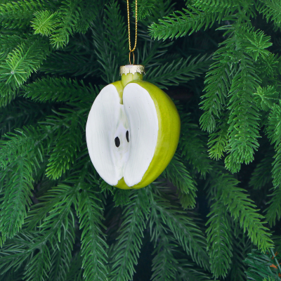 Изображение товара Игрушка ёлочная Yancheng Shiny стеклянная яблоко 4х6,7х8 см