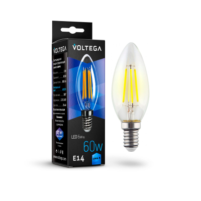 Изображение товара Лампочка Voltega Candle Е14 6W 4000К стекло немецкое качество Изображение товара Лампочка Voltega Candle Е14 6W 4000К стекло немецкое качество