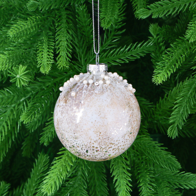 Изображение товара Стеклянная елочная игрушка шар с паетками 8 см Yancheng Shiny
