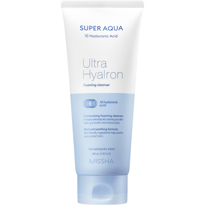 Изображение товара Пенка Missha Super Aqua Ultra Hyalron для умывания и снятия макияжа, 200 мл Изображение товара Пенка Missha Super Aqua Ultra Hyalron для умывания и снятия макияжа, 200 мл