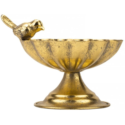 Изображение товара Чаша с птичкой Glasar 17х13х11 см из железа золотистого цвета