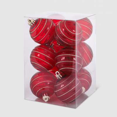 Изображение товара Набор елочных игрушек уникальные шарики красные 12 шт диаметр 6 см