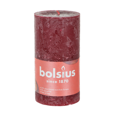 Изображение товара Декоративная свеча Bolsius shine 13х6,8 см красная бархат