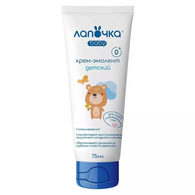 Изображение товара Детский крем эмолент Лапочка 75 мл для увлажнения и защиты кожи детей