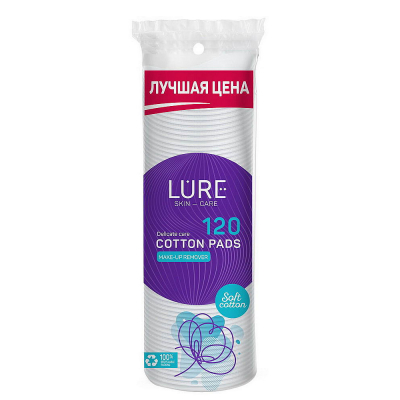 Изображение товара Ватные диски lure 120 шт мягкий хлопок Россия